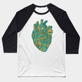 Mountain Green Transparent Heart Baseball T-Shirt